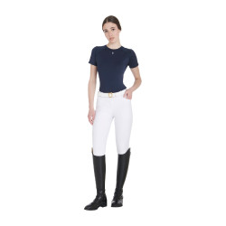 Camiseta técnica de entrenamiento para mujer corte slim Equestro Americana marina Azul marino