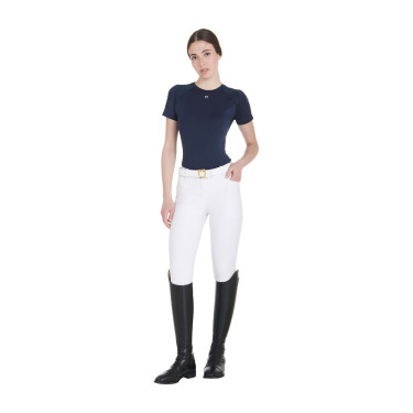 Camiseta técnica de entrenamiento para mujer corte slim Equestro Americana marina Azul marino