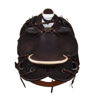 Silla western Wade con armazón de madera y cincha Denver Castaño Marrón