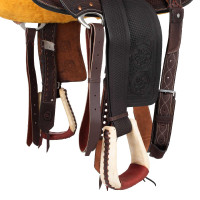 Silla western Wade con armazón de madera y cincha Denver Castaño Marrón