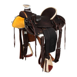 Silla western Wade con armazón de madera y cincha Denver Castaño Marrón