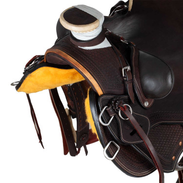 Silla western Wade con armazón de madera y cincha Denver Castaño Marrón