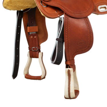 Silla Pool's 5020 con asiento de cuero crudo color azul para barril Coñac Marrón