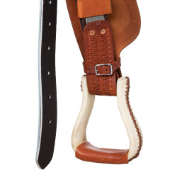 Silla Pool's 5020 con asiento de cuero crudo color azul para barril Coñac Marrón