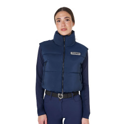 Chaleco corto con cremallera para mujer Equestro Americana marina Azul marino