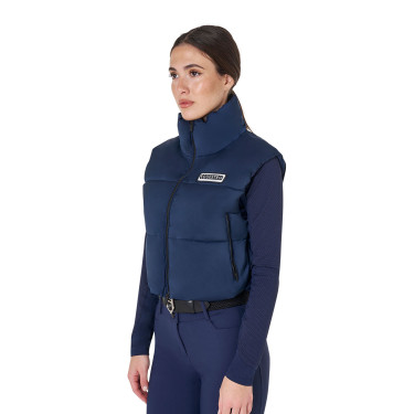 Chaleco corto con cremallera para mujer Equestro Americana marina Azul marino