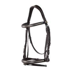 Cabezada inglesa de cuero con clincher de níquel plateado NP Equestro Marrón oscuro Marrón Cabezada inglesa de cuero con clincher de níquel plateado NP Equestro Marrón oscuro Marrón