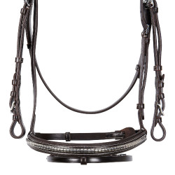 Cabezada inglesa de cuero con clincher de níquel plateado NP Equestro Marrón oscuro Marrón Cabezada inglesa de cuero con clincher de níquel plateado NP Equestro Marrón oscuro Marrón