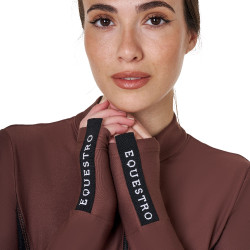 Polo Técnico de Entrenamiento para Mujer de Manga Larga Equestro Castaño Marrón