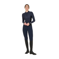 Polo Técnico de Entrenamiento para Mujer de Manga Larga Equestro Americana marina Azul marino