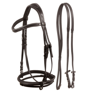 Brida Supreme con Costura de Contraste y Riendas Supreme Castaño Marr&amp;oacute;n