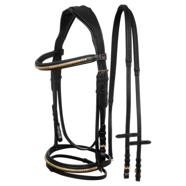 Brida Inglesa con Clincher y Riendas de Goma Supreme Negro