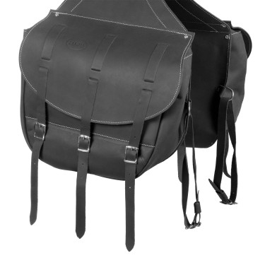 Alforja de Silla de Ternera Cierre 3 Correas Pool's Negro