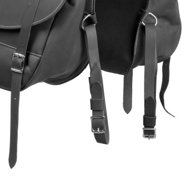 Alforja de Silla de Ternera Cierre 3 Correas Pool's Negro