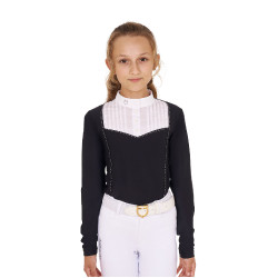 Polo de concurso para niña con strass Equestro Negro