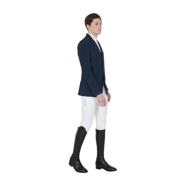 Chaqueta de competición perforada para hombre en tejido técnico Equestro Americana marina Azul marino