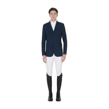 Chaqueta de competición perforada para hombre en tejido técnico Equestro Americana marina Azul marino