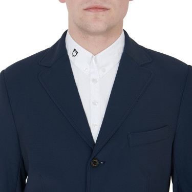 Chaqueta de competición perforada para hombre en tejido técnico Equestro Americana marina Azul marino Chaqueta de competición perforada para hombre en tejido técnico Equestro Americana marina Azul marino