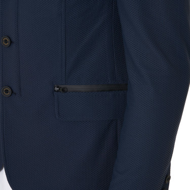 Chaqueta de concurso perforada hombre 3 botones Equestro Americana marina Azul marino