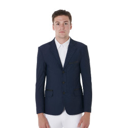 Chaqueta de concurso perforada hombre 3 botones Equestro Americana marina Azul marino