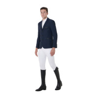 Chaqueta de concurso perforada hombre 3 botones Equestro Americana marina Azul marino