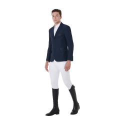 Chaqueta de concurso perforada hombre 3 botones Equestro Americana marina Azul marino