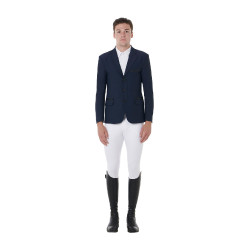 Chaqueta de concurso perforada hombre 3 botones Equestro Americana marina Azul marino
