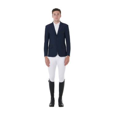 Chaqueta de concurso perforada hombre 3 botones Equestro Americana marina Azul marino
