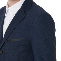 Chaqueta de concurso perforada hombre 3 botones Equestro Americana marina Azul marino