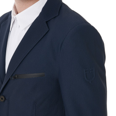 Chaqueta de concurso perforada hombre 3 botones Equestro Americana marina Azul marino