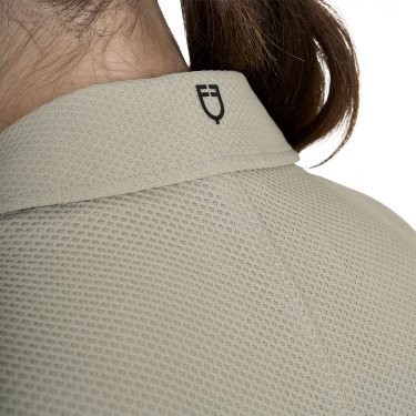 Chaqueta de concurso perforada para mujer con 4 botones Equestro Oxford tostado Rosa