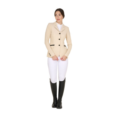 Damen-Wettkampfjacke perforiert 3 Knöpfe Equestro Beige Damen-Wettkampfjacke perforiert 3 Knöpfe Equestro Beige