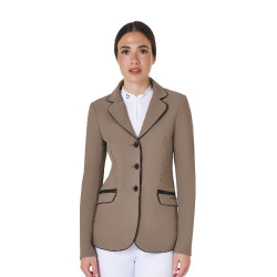 Chaqueta de concurso para mujer en tejido técnico elástico Equestro Nuez Marr&amp;amp;amp;oacute;n