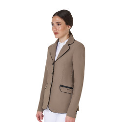 Chaqueta de concurso para mujer en tejido técnico elástico Equestro Nuez Marr&amp;amp;amp;oacute;n