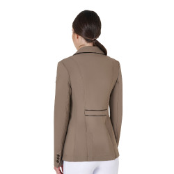 Chaqueta de concurso para mujer en tejido técnico elástico Equestro Nuez Marr&amp;amp;amp;oacute;n