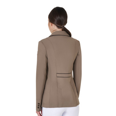 Chaqueta de concurso para mujer en tejido técnico elástico Equestro Nuez Marrón Chaqueta de concurso para mujer en tejido técnico elástico Equestro Nuez Marrón
