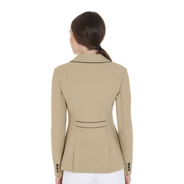 Chaqueta de concurso para mujer en tejido técnico elástico Equestro Incienso Beige