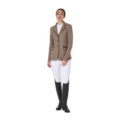 Chaqueta de concurso para mujer en tejido técnico elástico Equestro Nuez Marr&amp;amp;amp;oacute;n