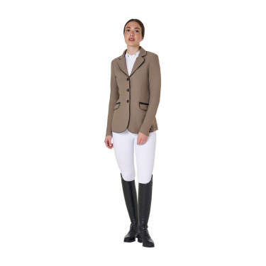 Chaqueta de concurso para mujer en tejido técnico elástico Equestro Nuez Marrón Chaqueta de concurso para mujer en tejido técnico elástico Equestro Nuez Marrón