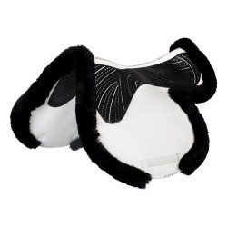 Alfombra de salto Numnah con agarre de gel en ambos lados y ribete completo de borreguillo Acavallo Blanco / negro