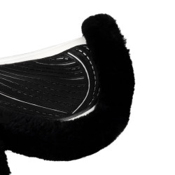 Alfombra de salto Numnah con agarre de gel en ambos lados y ribete completo de borreguillo Acavallo Blanco / negro