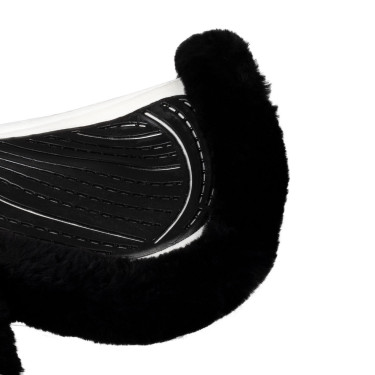 Alfombra de salto Numnah con agarre de gel en ambos lados y ribete completo de borreguillo Acavallo Blanco / negro