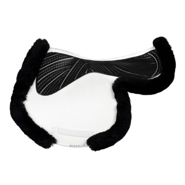 Alfombra de salto Numnah con agarre de gel en ambos lados y ribete completo de borreguillo Acavallo Blanco / negro