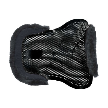 Amortiguador de gel para pony con corte y ribete de piel de oveja Classic Acavallo Negro / Gris