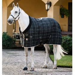 Manta de cuadra Horseware Rhino Original Vari-Layer 250g Negro / cuadros blanco gris