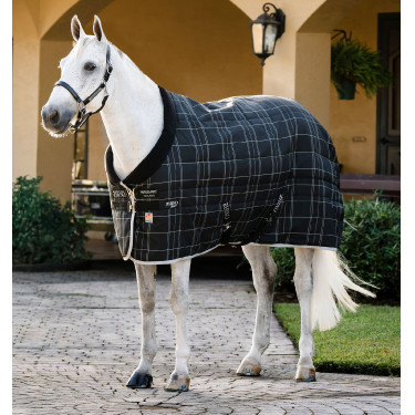 Manta de cuadra Horseware Rhino Original Vari-Layer 250g Negro / cuadros blanco gris