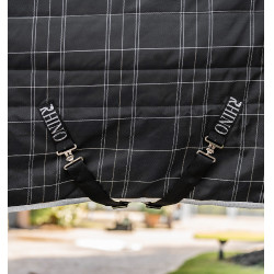 Manta de cuadra Horseware Rhino Original Vari-Layer 250g Negro / cuadros blanco gris