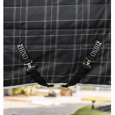 Manta de cuadra Horseware Rhino Original Vari-Layer 250g Negro / cuadros blanco gris