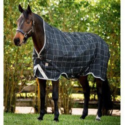 Manta Horseware Rhino Wug Vari-Layer 450g Negro / cuadros blanco gris