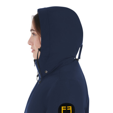 Chaqueta larga de mujer Equestro repelente al agua y cortavientos Americana marina Azul marino
